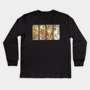 Art Nouveau 4 Seasons Art Kids Long Sleeve T-Shirt